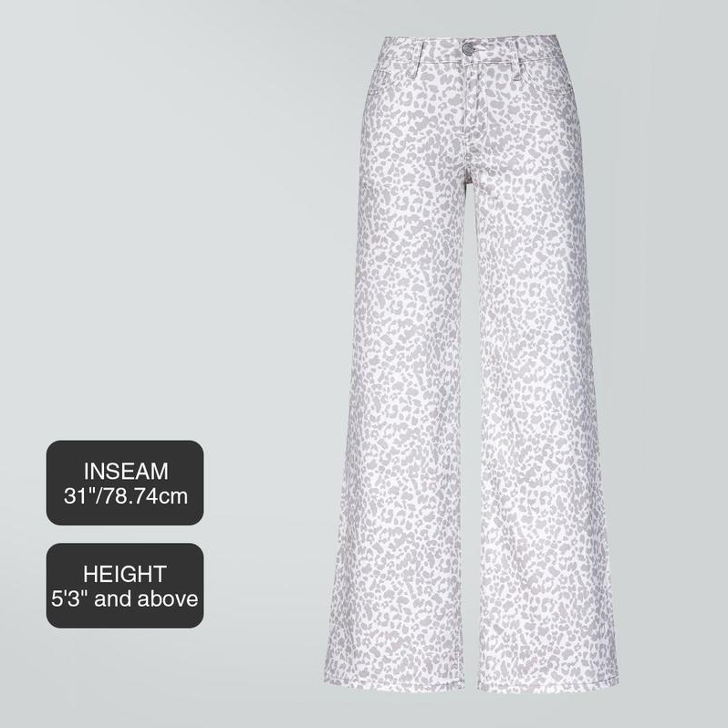 Leopard Jacquard Wide-Leg Denim Jeans