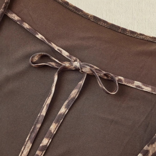 Leopard Mesh Backless Mini Dress