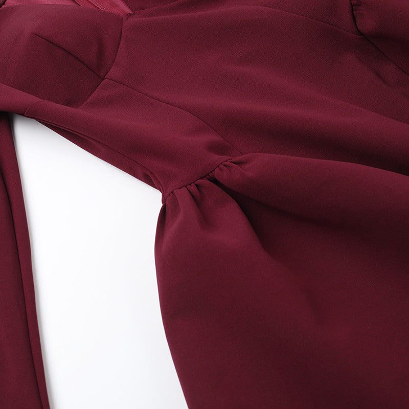 Off-the-shoulder long-sleeved dress