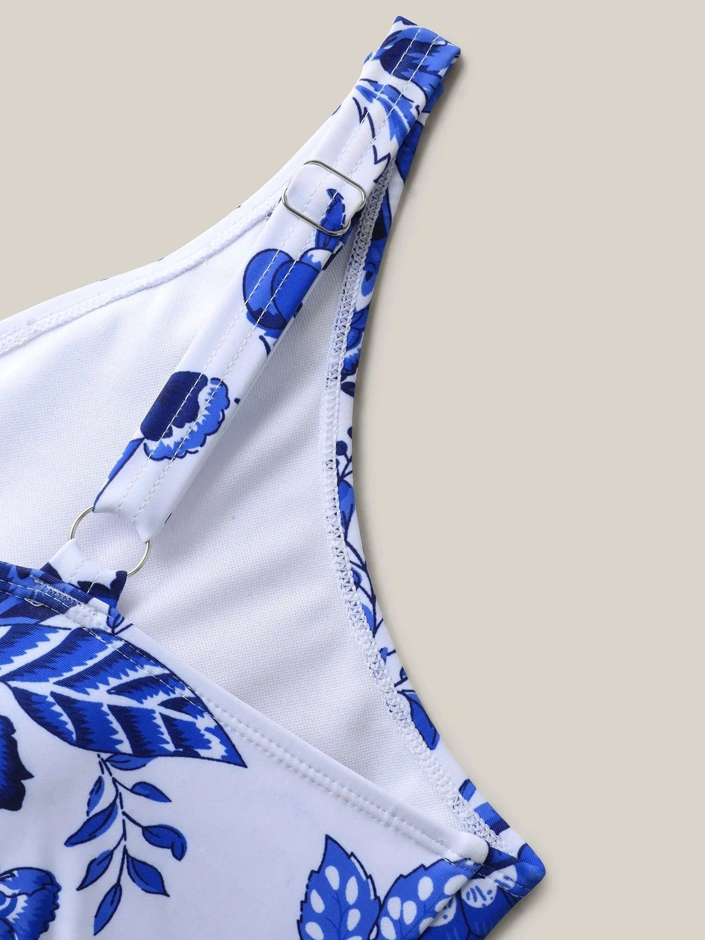 Two-Piece Floral Ruched Mesh One-Piece Swimsuit & Sarong Set