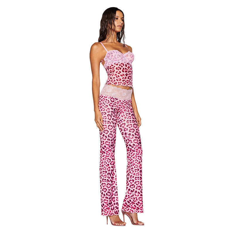 Lace leopard print set