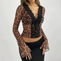 Leopard Lace Low-Cut Fitted Top