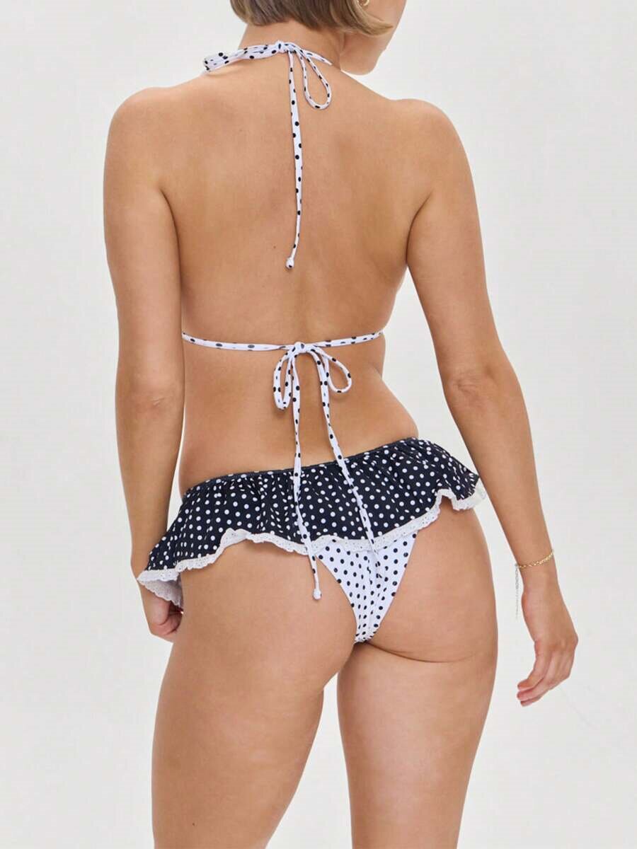 Ruffle Trim Triangle Bikini Set