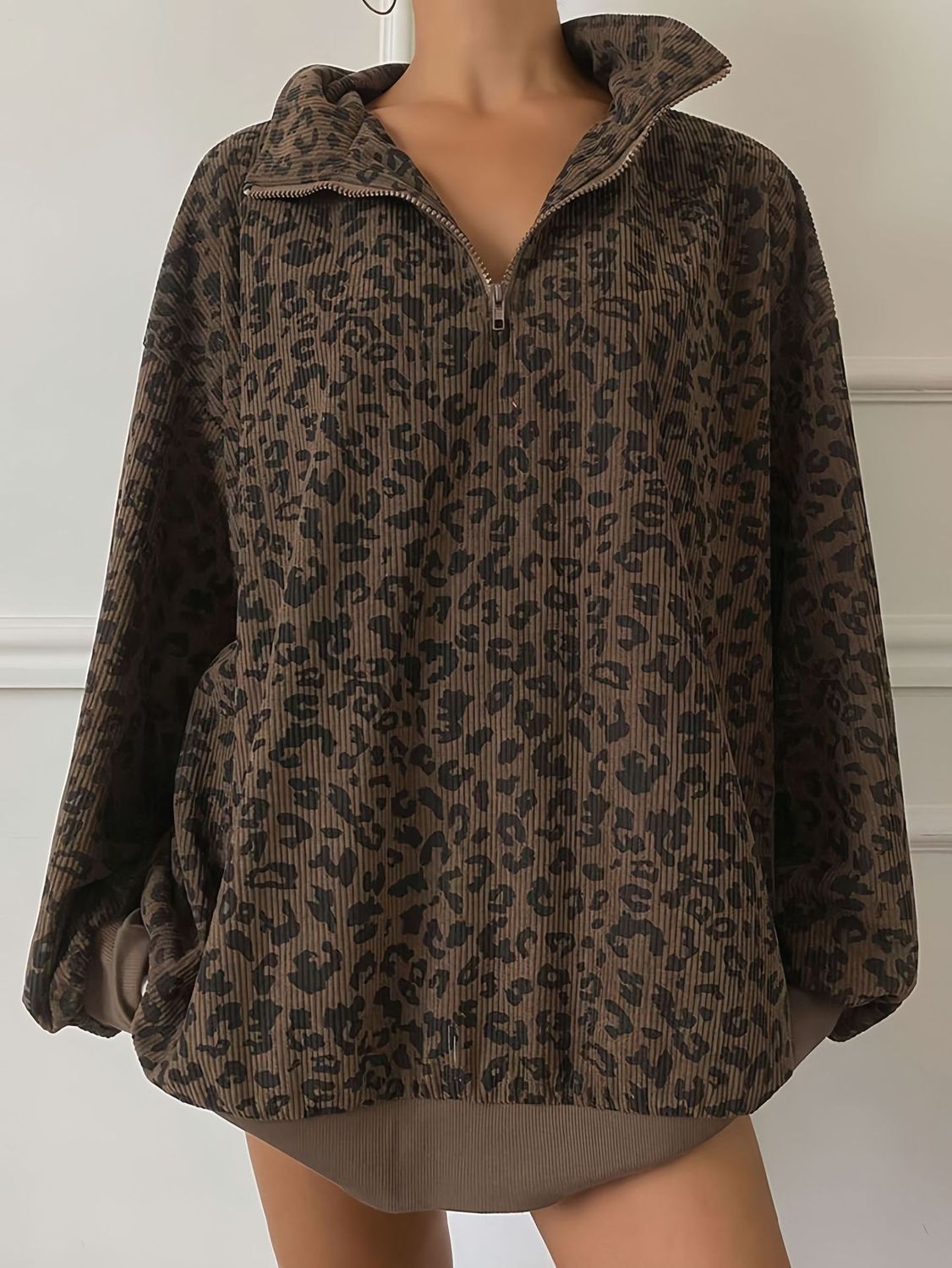 Leopard Half-Zip Pullover