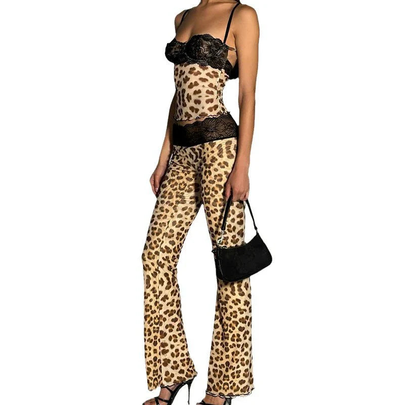 Lace leopard print set