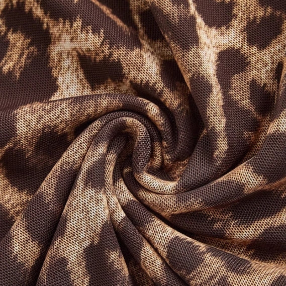 Leopard Mesh Backless Mini Dress