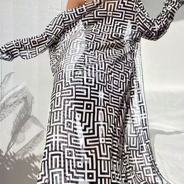 Geometric Three-Piece Swimsuit Set