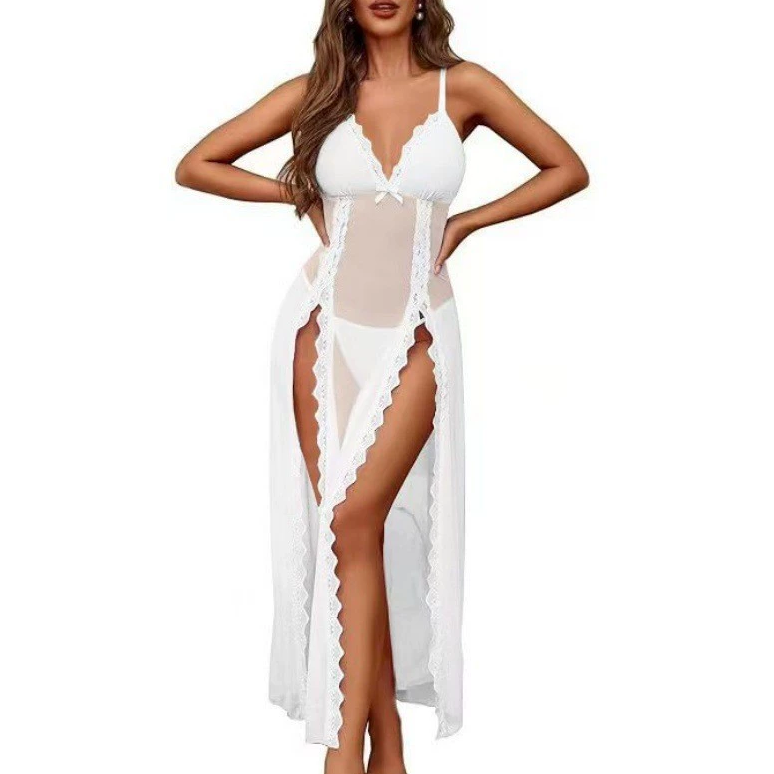 Lace Trim Split Maxi Dress